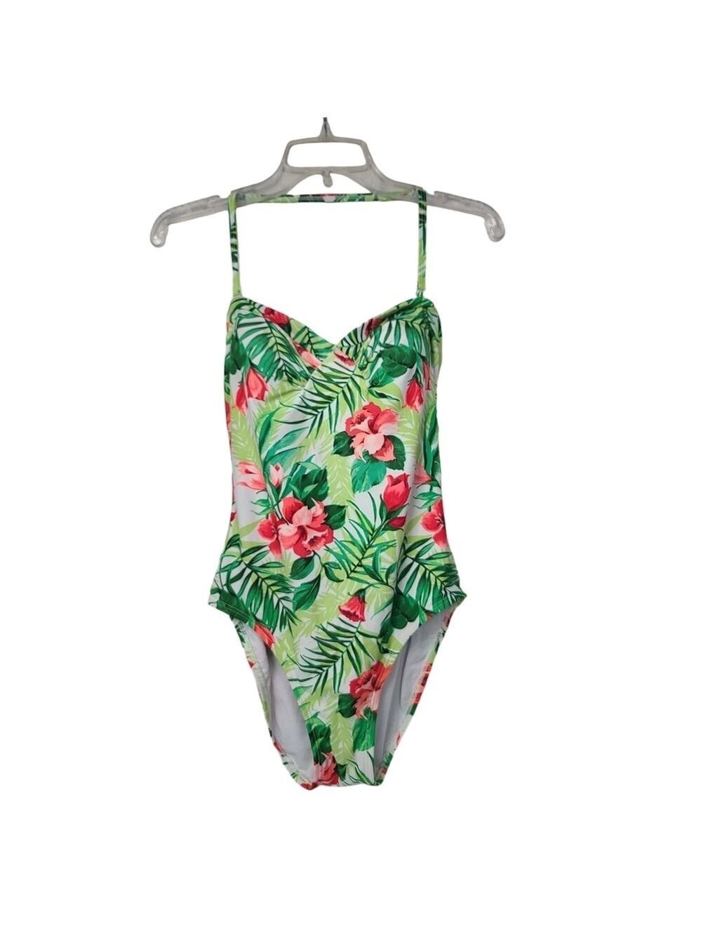 Beach Bay Floral Tropical Print One Piece Swimsuit 10